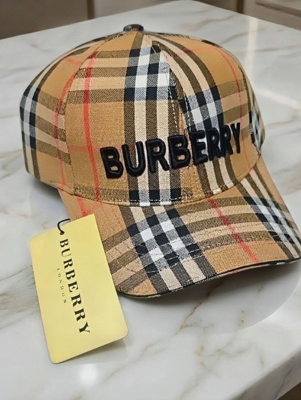 Women's Brand New Designer Embroidered Brby Tan Check Logo Baseball Cap w/Tag!